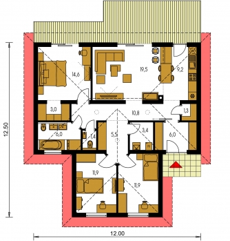 Imagen duplicada | Plano de planta de la planta baja - BUNGALOW 174